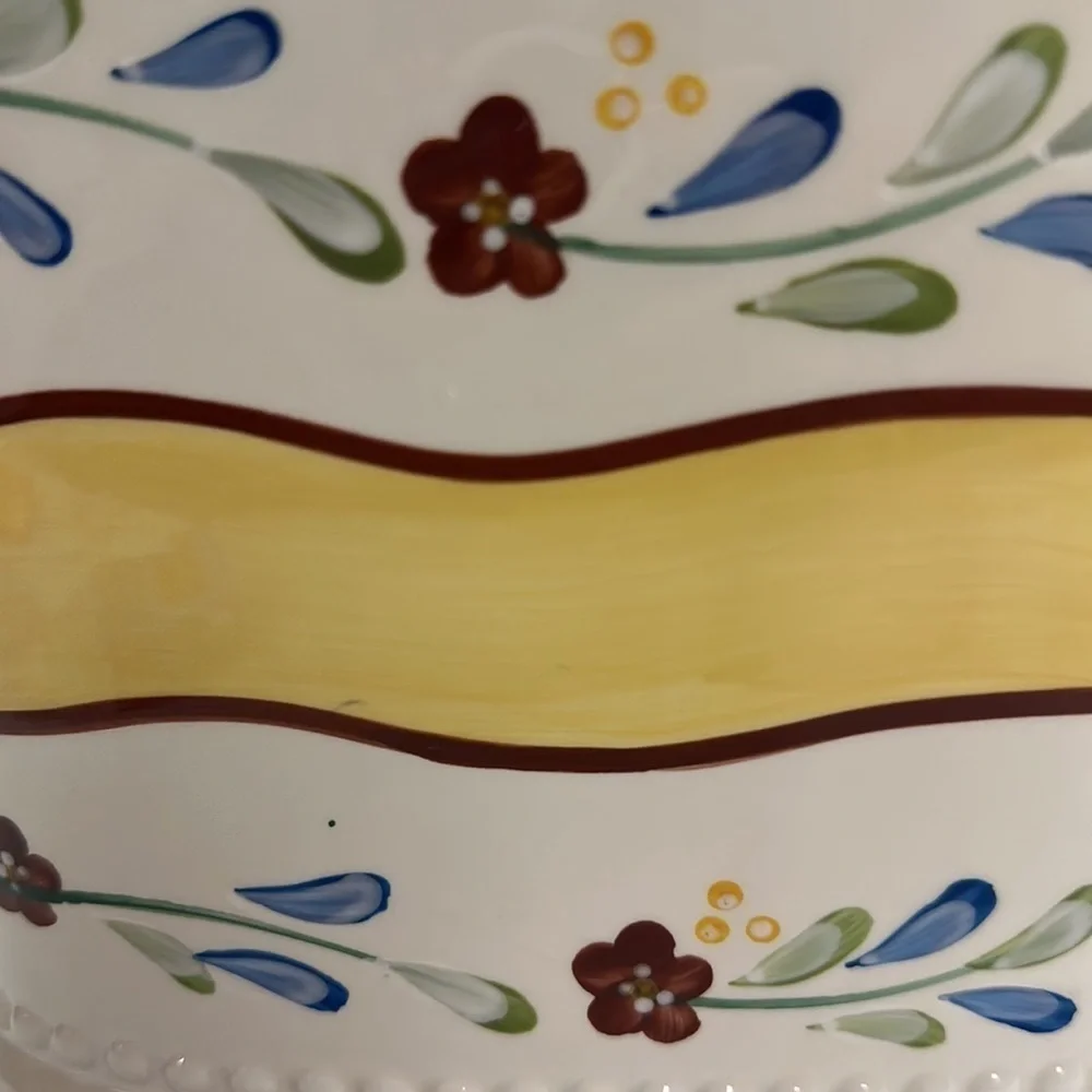 Biscotti Ceramic Cookie Jar Handmade for Nonni’s Floral Painted Ceramic w/Lid